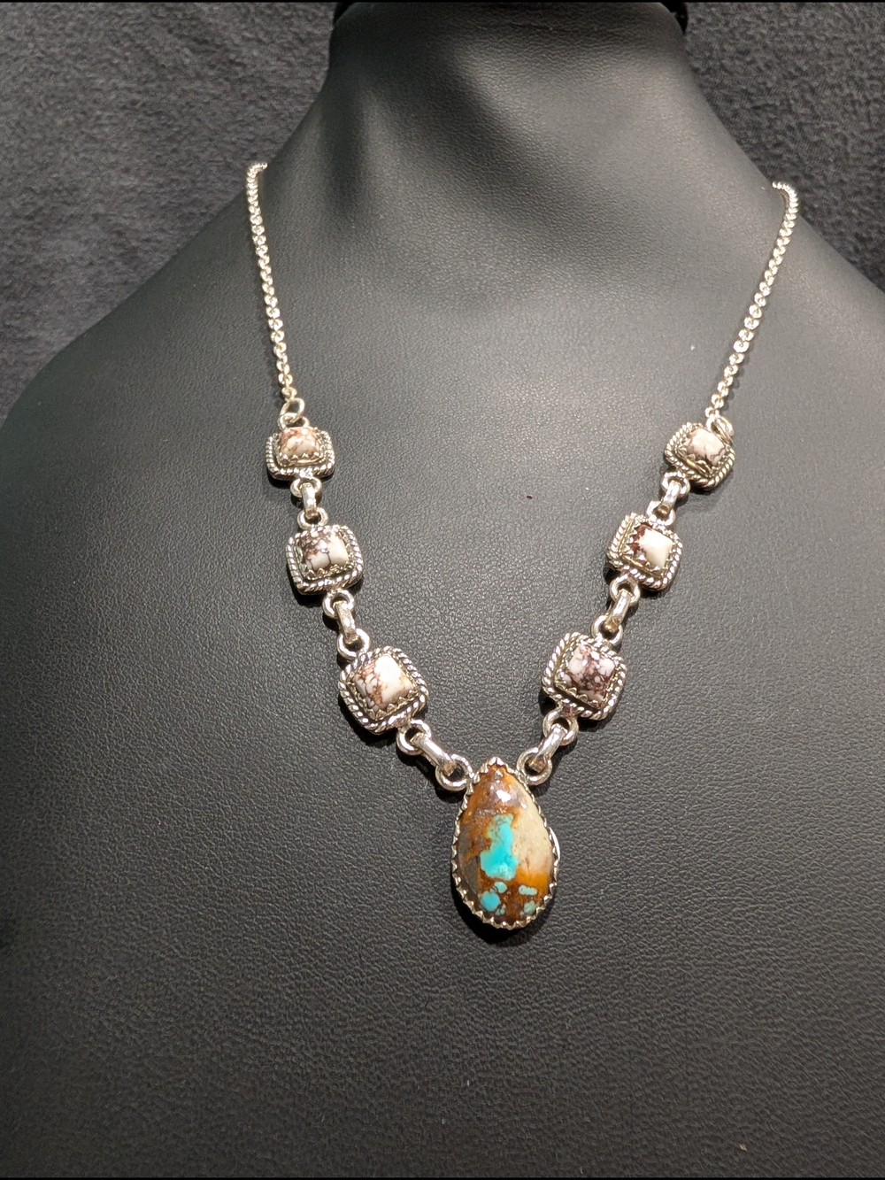 Turquoise Teardrop Sterling Silver Necklace